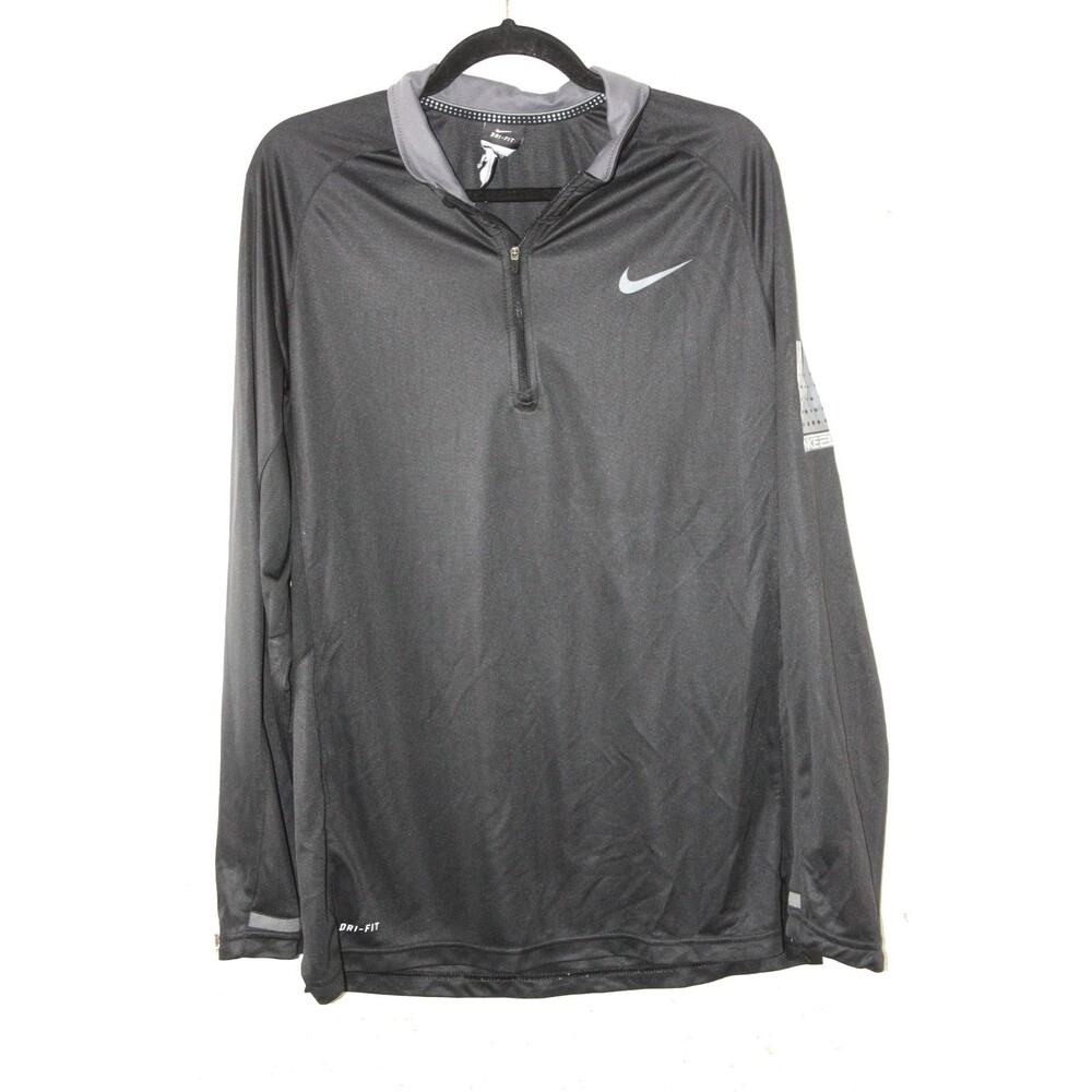 Nike Pullover Shirt Mens sz Lg Black Elite Long Sleeve Dri-Fit